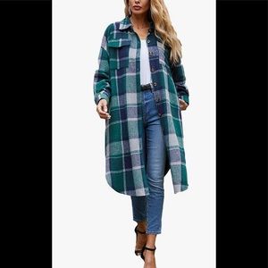 BNWT - Long Sleeve Plaid Long  Jacket Shacket